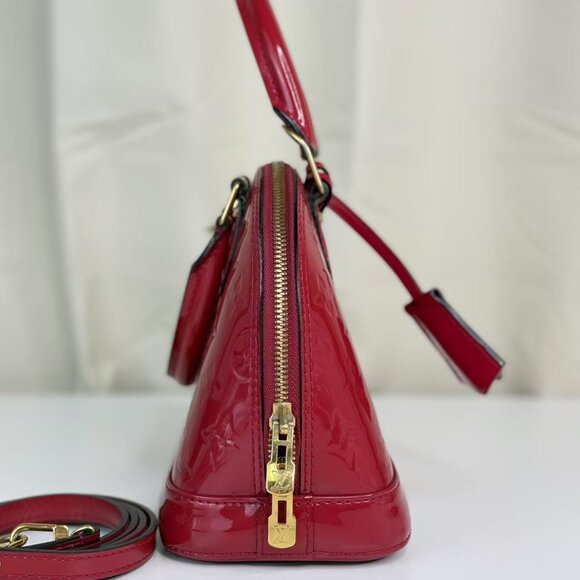 Louis Vuitton Alma BB Red Top Handle Bag Monogram Vernis - Picture 5 of 11
